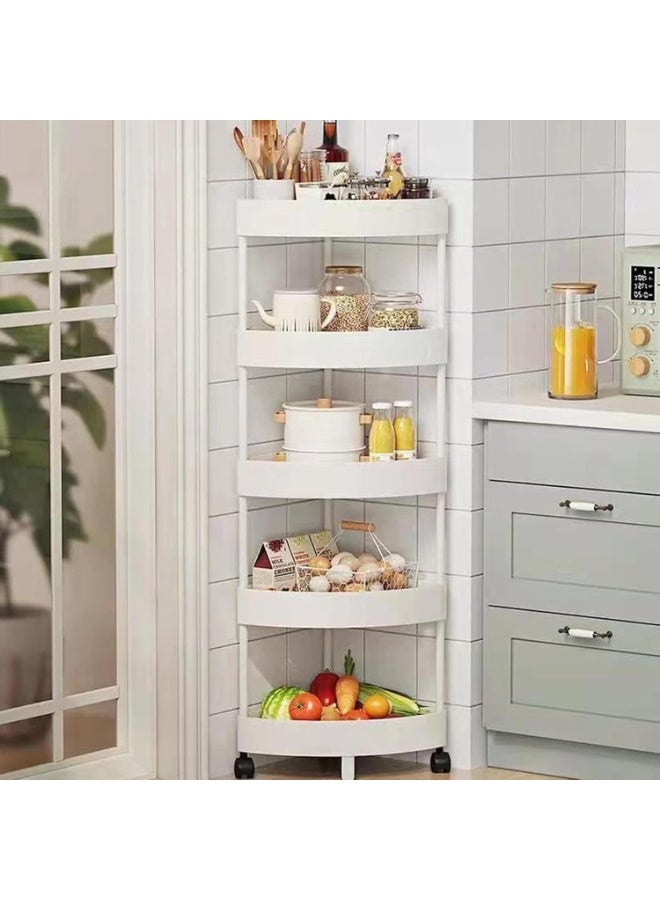 INSIJAM 5-Layer Shower Caddy Corner Shelves Bathroom Shelving Unit Cart with Wheel Plastic Shower Caddy Organizer Shelf and Hooks Rust Proof Corner Open Storage Cart for Bathroom Kitchen Laundrys - Image 4